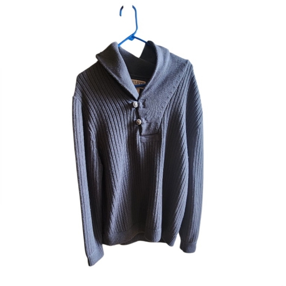 Men's Blue Sweater with Button Collar XL - Picture 1 of 8